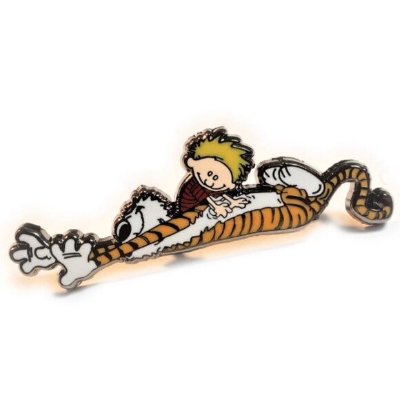 Calvin and Hobbes BELLY SCRATCH Enamel Lapel Pin - Picture 1 of 2